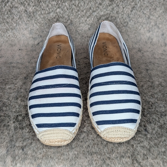 Vionic Valeri Slip On Espadrille Navy Stripe Womens 8 - Picture 3 of 9